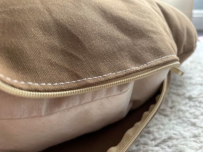 Organic Cotton Canvas Dog Bed: Removable Cover, Natural Fill - Made in USA (Medium Brown, Large 35" x 8" inches)