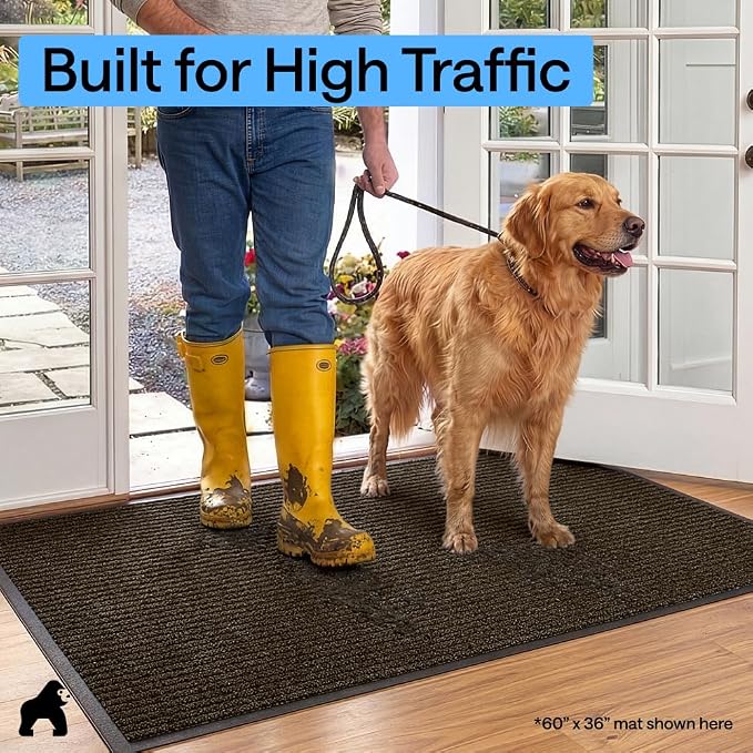 GORILLA GRIP Waterproof Traffic Guard Door Mat, Heavy Duty Entryway Mats