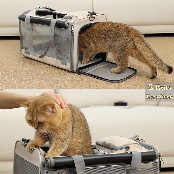 Soft Cats Carrier for Small Dogs Carriers Airline Approved Puppy Travel Bag Softsides Puppy Carry,Soft-Sided,Pets Small Animals Rabbits Bunny Outdoor (Khaki)