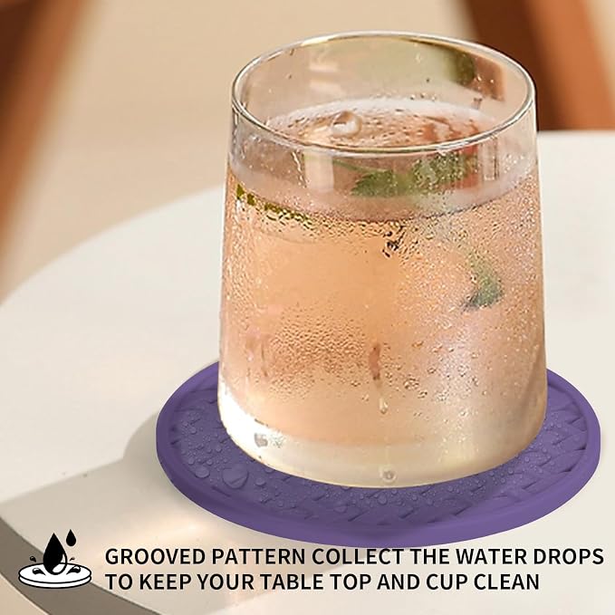 4 Inch Round Silicone Coasters Set of 6