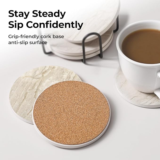 LIFVER Coasters for Coffee Table, Coasters for Drinks Absorbent, Drink Coasters