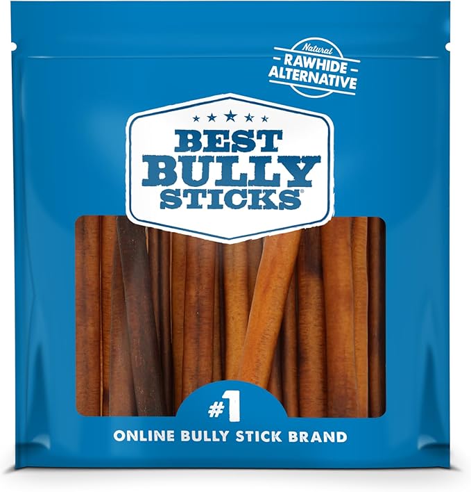 Best Bully Sticks 6 Inch Bully Sticks - 25 Count (Pack of 1) - Natural, Easily Digestible, 100% Grass-Fed, Grain and Rawhide Free