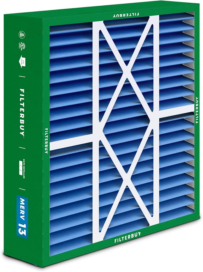 Filterbuy 16x20x5 Air Filter MERV 13 Optimal Smoke & Allergy Defense, Pleated