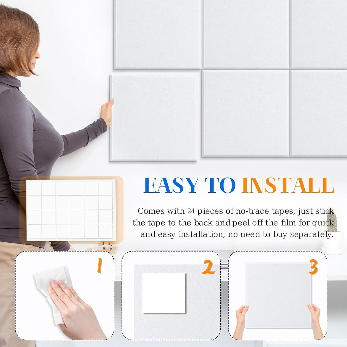 DOLLAR BOSS Felt Cork Board Tiles 48" x 36" Bulletin Board, 12 Pcs White
