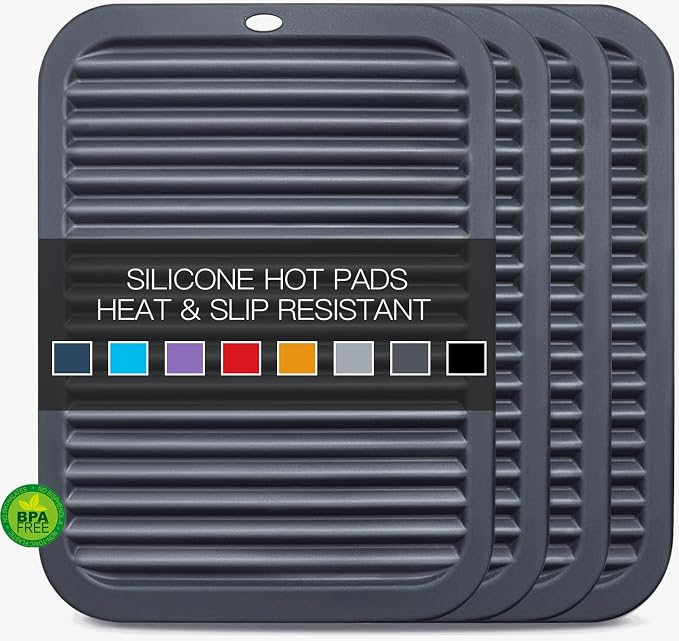 4 PCS Silicone Trivet for Hot Dishes, Silicone Hot Pads Trivets Mat for Hot