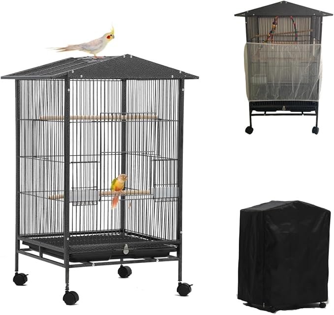 Parakeet Cage,Birdcage,Large Bird Cage Covers for Night,Parakeet Toys,Parrot Cage Accessories, for Finch,Cockatiels,Conure Bird,Budgie,Pigeon,Canary,Lovebird,Small Quaker Parrot
