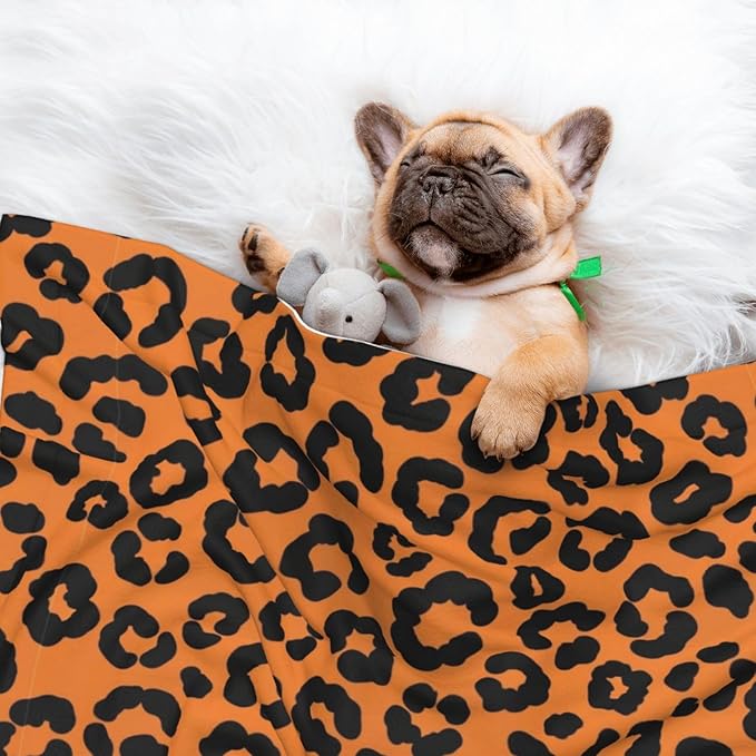 Reversible Pet Blanket for Sofa Protection Pet Comfort, Cheetah Leopard Wood, Double Sided Design with Cozy Nubby Nap Side and Durable Smooth Play Side
