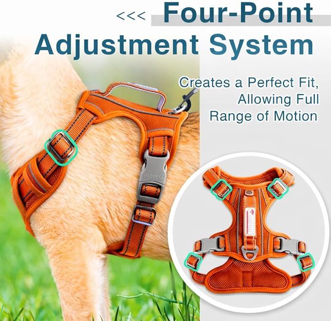BARKBAY Dog Harness No Pull Oxford with ID Tag Pocket - Heavy Duty, Reflective, Easy Control for Large Dogs(Pumpkin Oxford,XS)