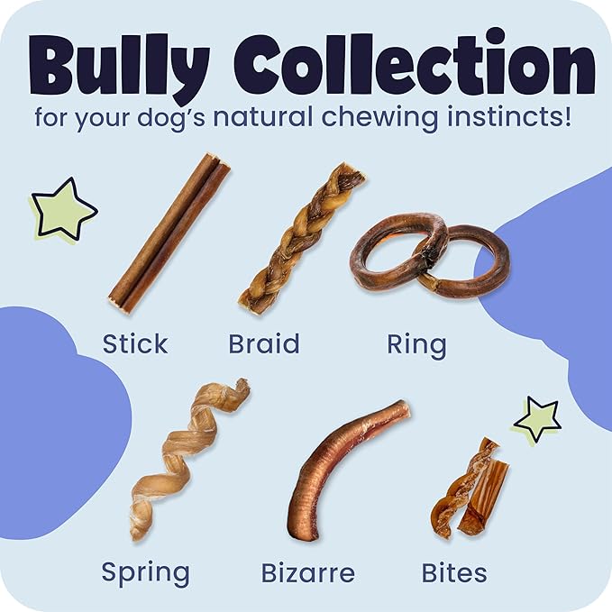 Pawstruck Natural 7" Braided Bully Sticks for Dogs - Long Lasting Rawhide Free Low Odor Single Ingredient Chew Treat for Aggressive Chewers - 1lb Bag