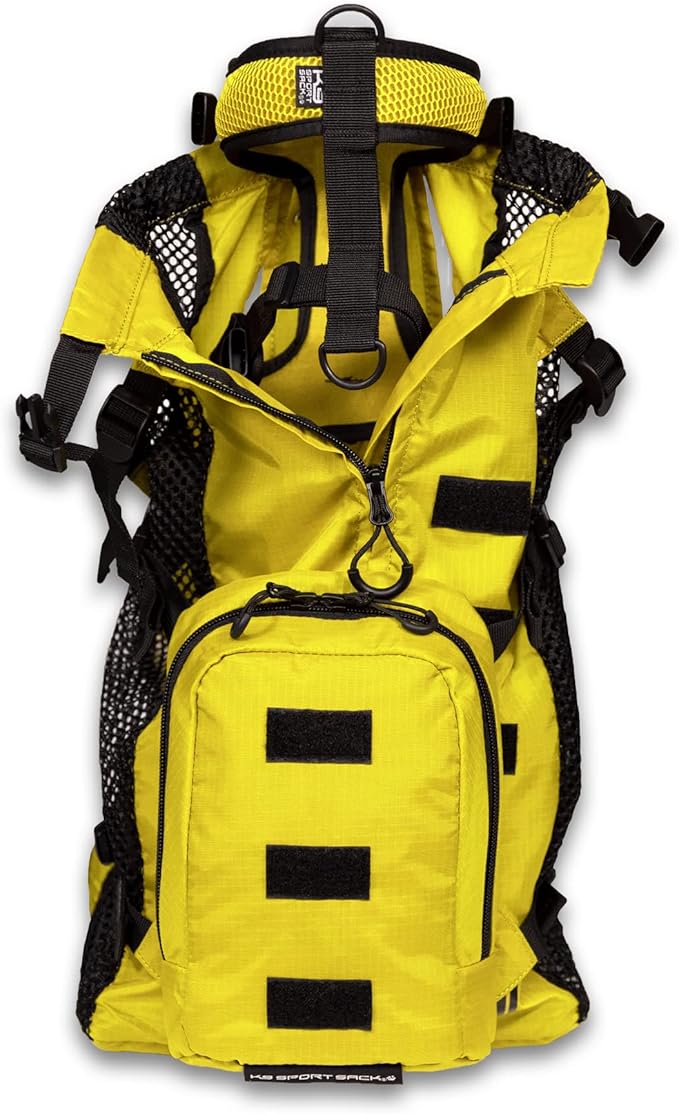 K9 Sport Sack Walk-On - Small, Buttercup Yellow - Ideal for Dogs with 13-16” Back Length - Lightweight, Packable, Backpack-Style Carrier - Includes Compatible Harness & Storage Bag