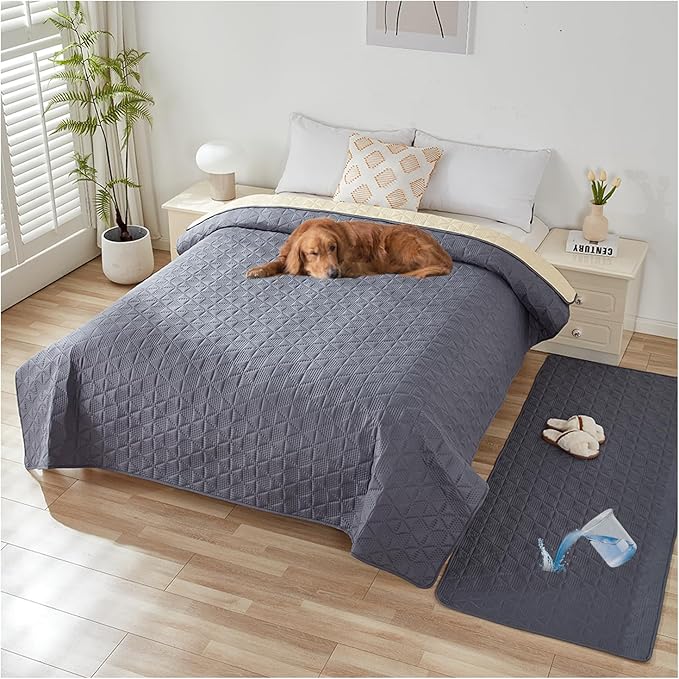 Waterproof Dog Bed Cover Pet Blanket, Soft Pet Couch Covers for Sofa Washable, Bed Couch Sofa Furniture Protector for Puppy Cat Kids (Grey,130 * 210 CM)