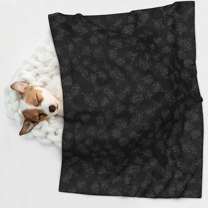 Pet Blanket for Indoor Outdoor Use, Black Marble Style, Two Sided Reversible Plush Mat with Bumpy Dot Texture for Patios Crates Portable Bed Companion