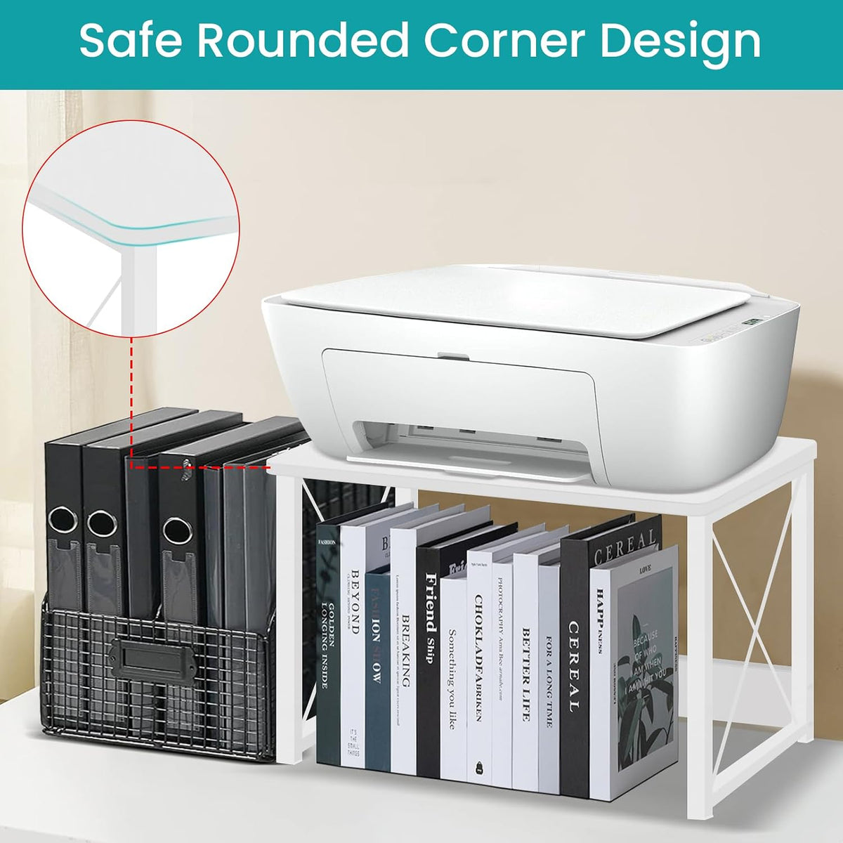 ELITEROO Desktop Printer Stand with Storage, Printer Stand Shelf