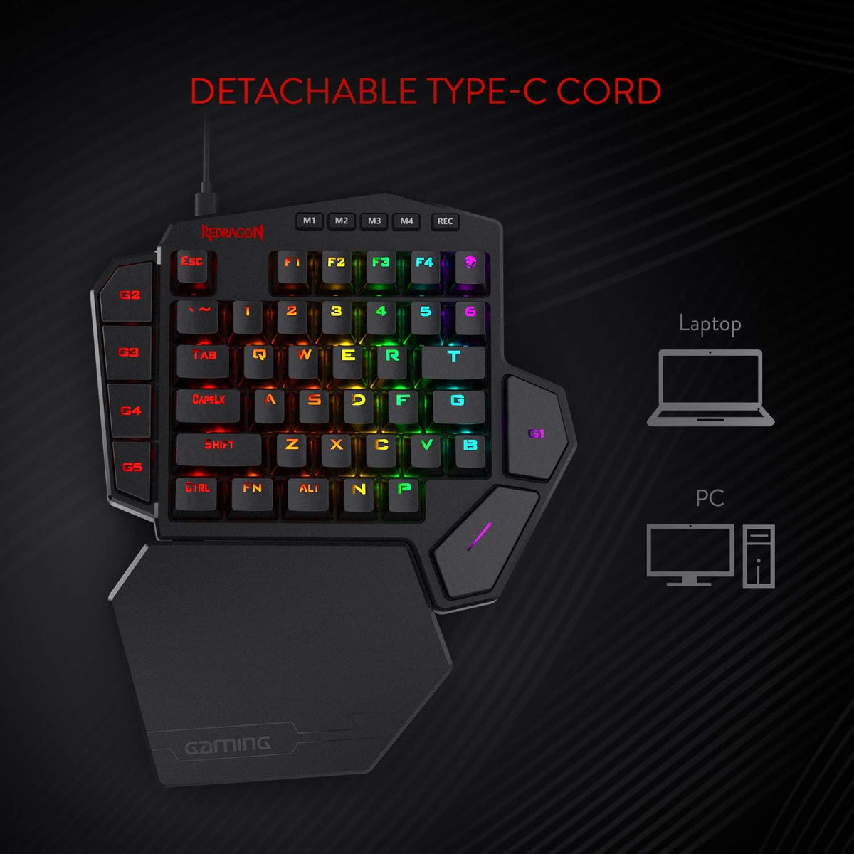 Redragon K585 Wired One-Handed RGB Gaming Keypad, Tactical 42-Key Layout