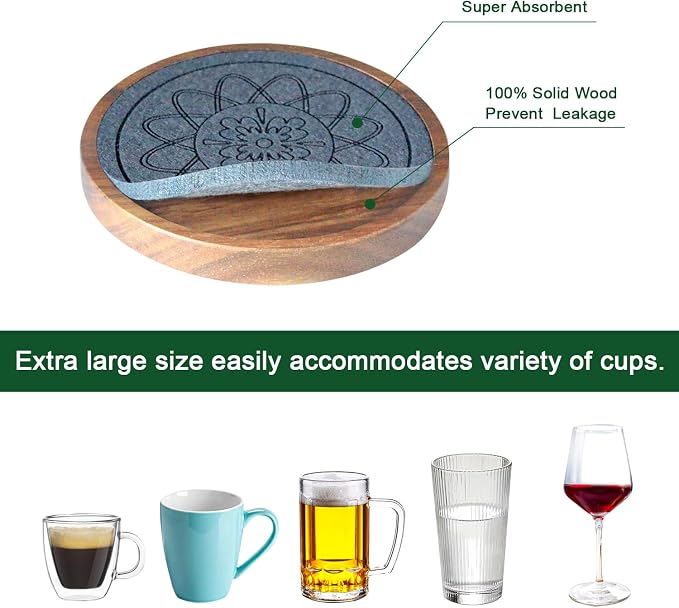 5 Pack Coasters for Drinks Absorbent, Coasters for Coffee Table
