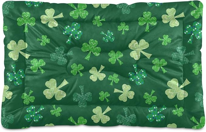 Pet Bed St. Patrick's Stripes Shamrock Dog Bed Mat Absorbing Non Slip Pad Pet Sleeping Mat for Small, Medium, and Large Dogs Puppy Cat 36 in x 24 in
