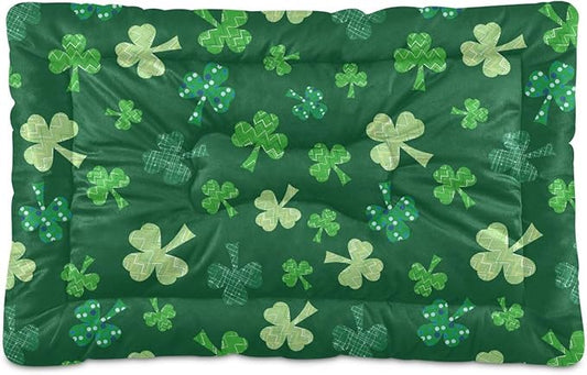Pet Bed St. Patrick's Stripes Shamrock Dog Bed Mat Absorbing Non Slip Pad Pet Sleeping Mat for Small, Medium, and Large Dogs Puppy Cat 36 in x 24 in