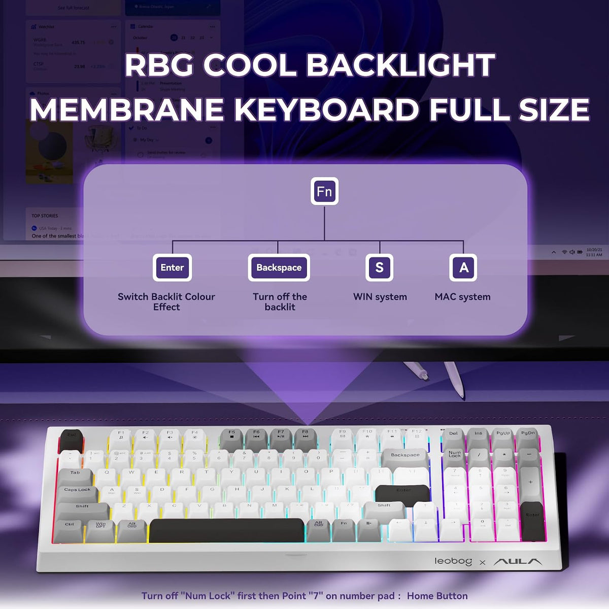 LEOBOG x Aula Wireless Keyboard 98 Keys Membrane Computer Keyboards