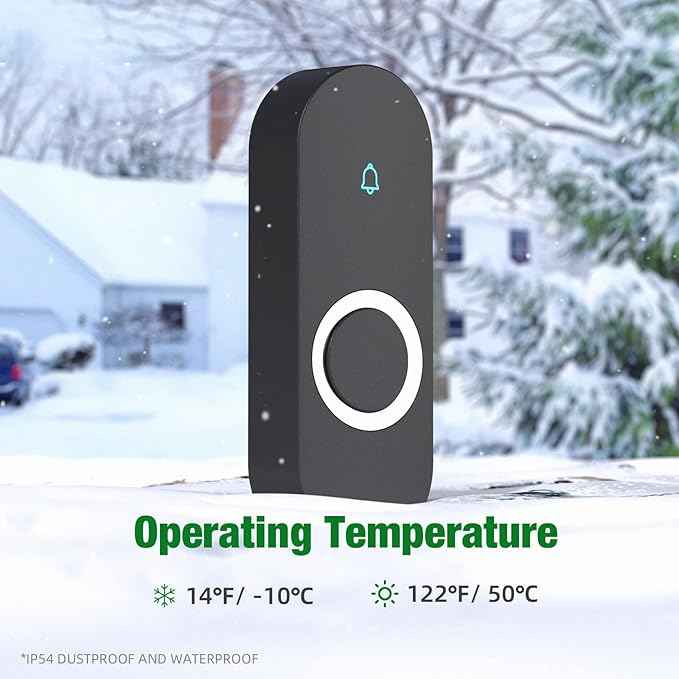 AIDA Lighted Wireless Doorbell for Home, Waterproof Battery Doorbell 1