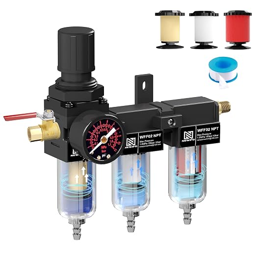 NEWPO 1/4" NPT Air Drying System, Air Filter Pressure Regulator