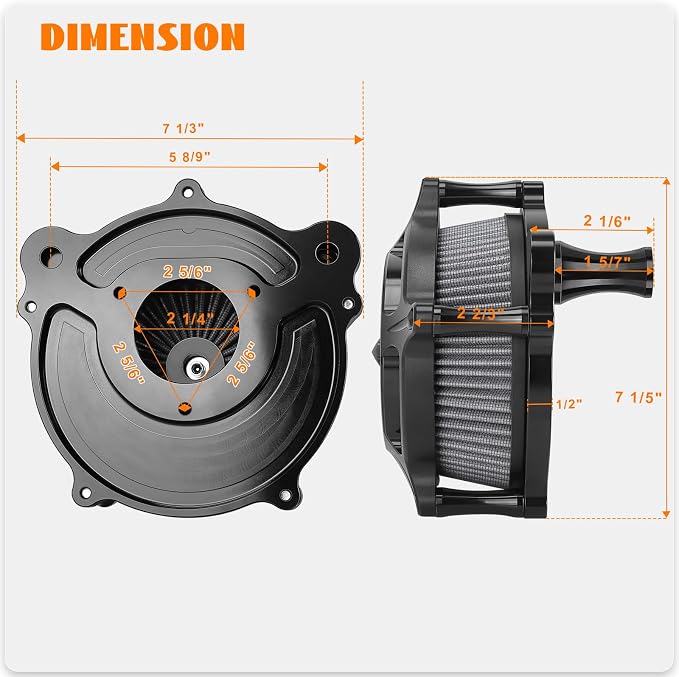 High Flow Air Cleaner Intake Filter System Kit Air Filters Cover