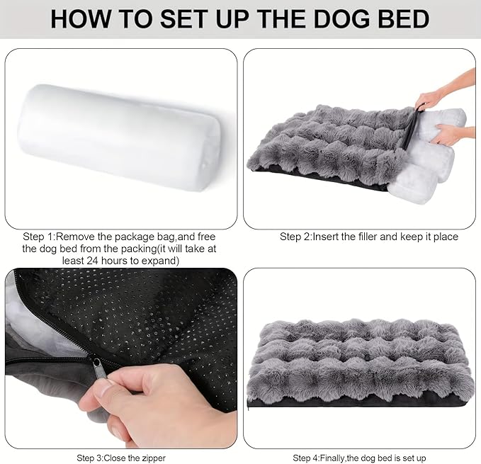 Dog Beds for Extra Large Dogs, Soft Plush Faux Fur Fluffy Dog Mat with Removable Washable Cover & Anti-Slip Bottom, Machine Washable (Medium)