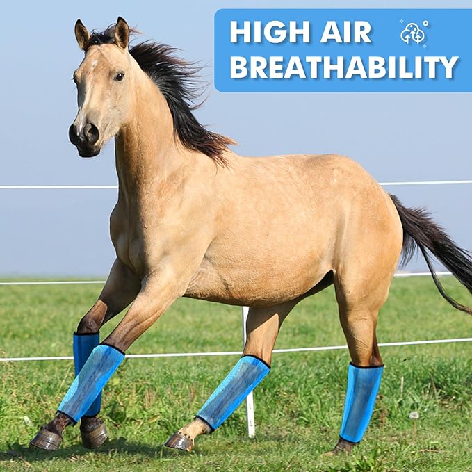 4 Sets Fly Boots Loose Fitting & Non-Slip Horse Fly Leggings No More Horsefly Nuisance Greatly Reduce Stomping Breathable with Natural Air Flow