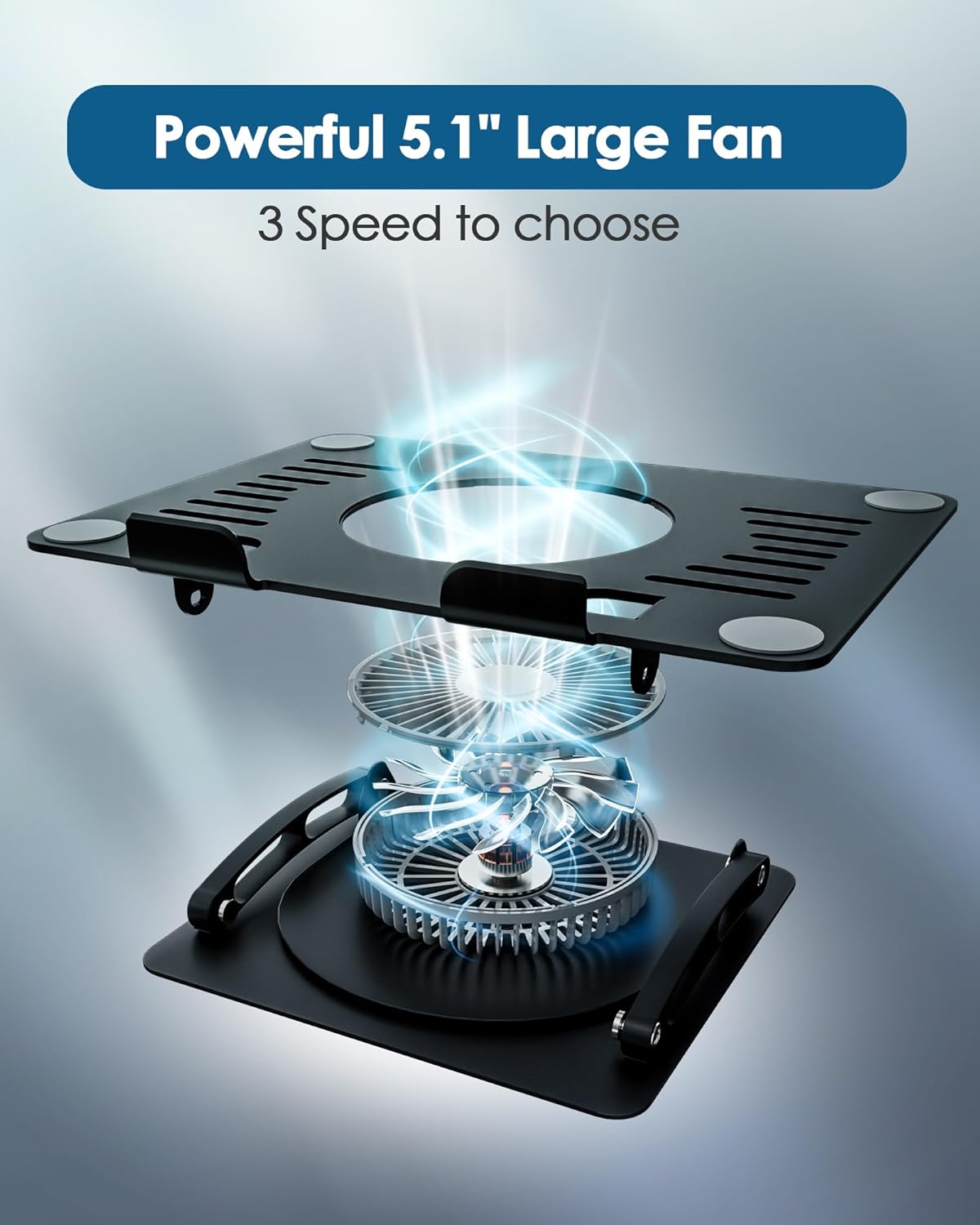 SHUWEI Laptop Stand with Fan, Height/Angle Adj fits 16" Laptop, Black