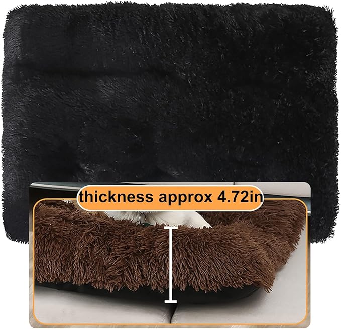 Dog Crate Mat, Dog Bed for Large Dogs, Comfy Fluffy Kennel Pad Anti-Slip for Dog beds & Furniture, Quilted Dog Bed for Pets for Medium/Small Dogs Cats (Color : Black, Size : 30x21)