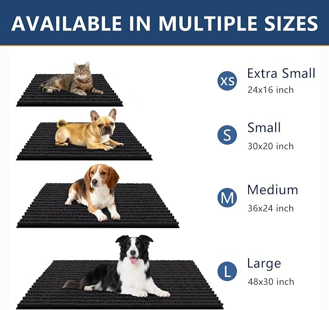 Smiry Dog Door Mat for Muddy Paws 32x21, Absorbent Dirt Trapper, Non-Slip