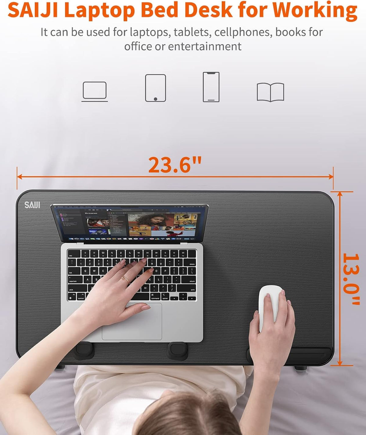 Laptop Desk for Bed, SAIJI Lap Desks Bed Trays for Eating Writing
