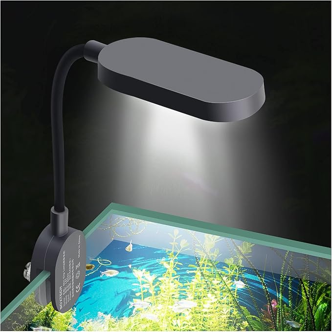 UPETTOOLS 3W Aquarium Light with Adapter LED Clip on 1-5 Gallon Fish Tank Light Small Full Spectrum USB Light 360° Rotation Lighting,for Betta Fish & Small Tank