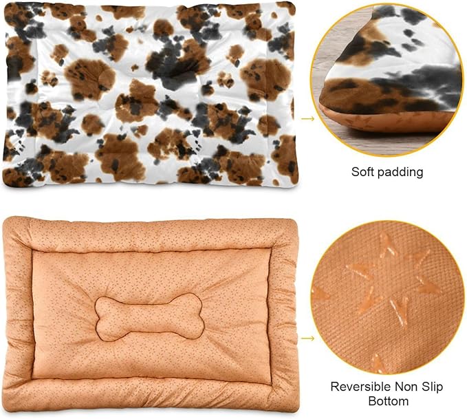 Cow Print Tie Dye Pet Bed Cute Dog Bed Mat Absorbing Non Slip Pad Pet Sleeping Mat for Small, Medium, and Large Dogs Puppy Cat 24 in x 18 in