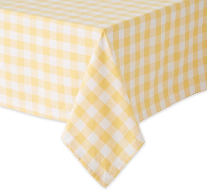 DII Checkered Tabletop Collection 100% Cotton, Machine Washable, Tablecloth