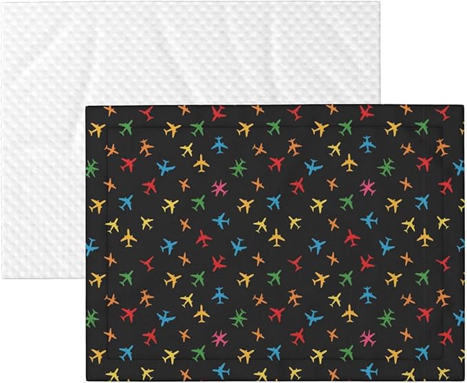 Double Sided Pet Throw for Dogs Who Shed, Colorful Aircraft Airplane Black, Reversible Blanket with Nubby Dot Side Catches Loose Fur for Easier Furniture Cleanup