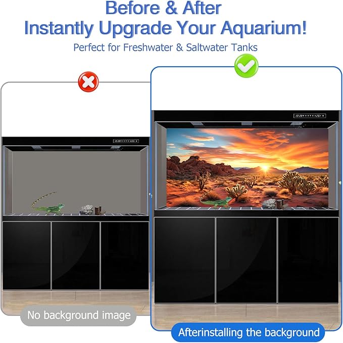 Aquarium Background & Terrarium Background – Ultra HD Static Cling, Tape-Free, Desert Sunset Design for Reptile Tank Decorations, Perfect for Bearded Dragon and Leopard Gecko Tanks 11.8 X 23.6 Inches