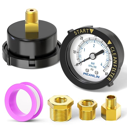 MEANLIN MEASURE 0~60Psi Plastic Frame 1/4" NPT Start and Clean Filter Pressure