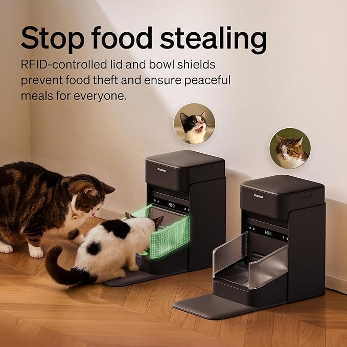 PETLIBRO RFID Automatic Cat Feeder, Collar Sensor for Personalized Meals, Cats Recognition, Diet Tracking and Anti-Stealing for Multi-Pets Homes and Different Diets, Wi-Fi Programmable Food Dispenser