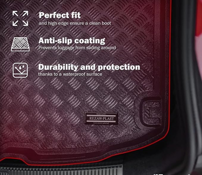 Rezaw-Plast Trunk Mat for Mercedes GLC Coupe (2016-2022) – Custom Fit Cargo Liner, Waterproof, Anti-Slip, Odorless, Easy Clean, No Trimming Black