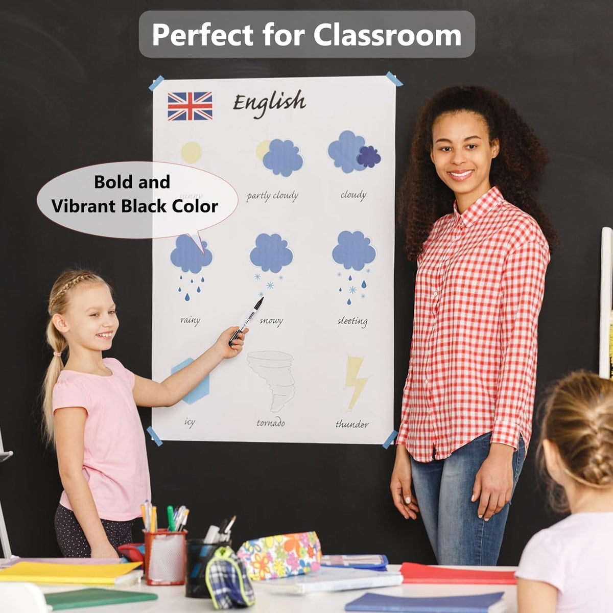 SFAIH Black Dry Erase Markers Fine Tip, 216 Pack, 1-2mm Line, Low Odor