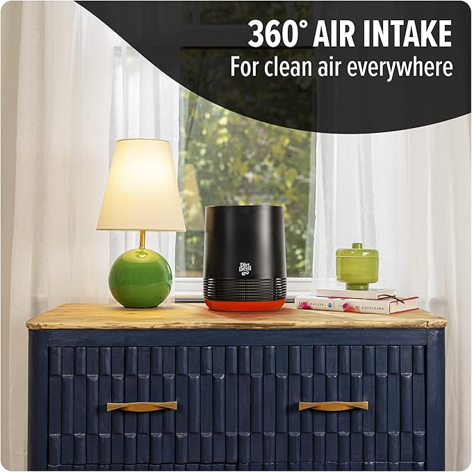 Dirt Devil Air Purifier, Powerful HEPA Filter with 360 Degree Air Intake, Neutralize Odor, Captures 99.97% of Particles, Dust, Pollen, Pet Dander and Smoke, Air Purifiers for Home