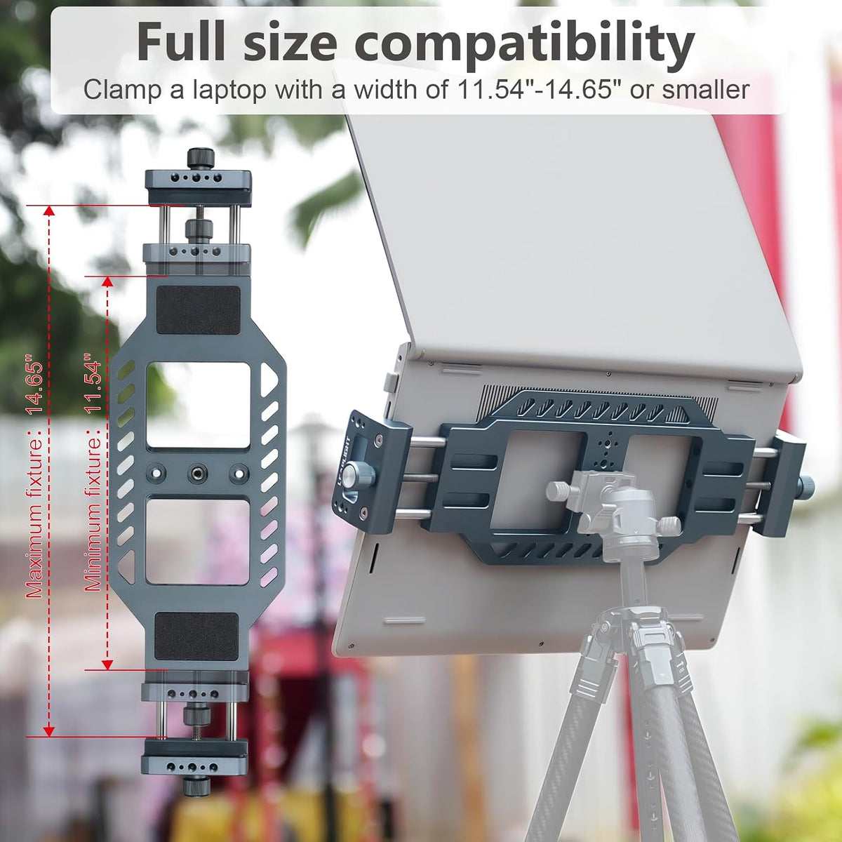 Laptop Stand for Tripods, Aluminum Construction, 1/4" and 3/8 Ports, Arca-Swiss Quick Release System, Anti-Slip Heat Display, Studio Live, Media Production, Outdoor Laptop Fixed Scenes