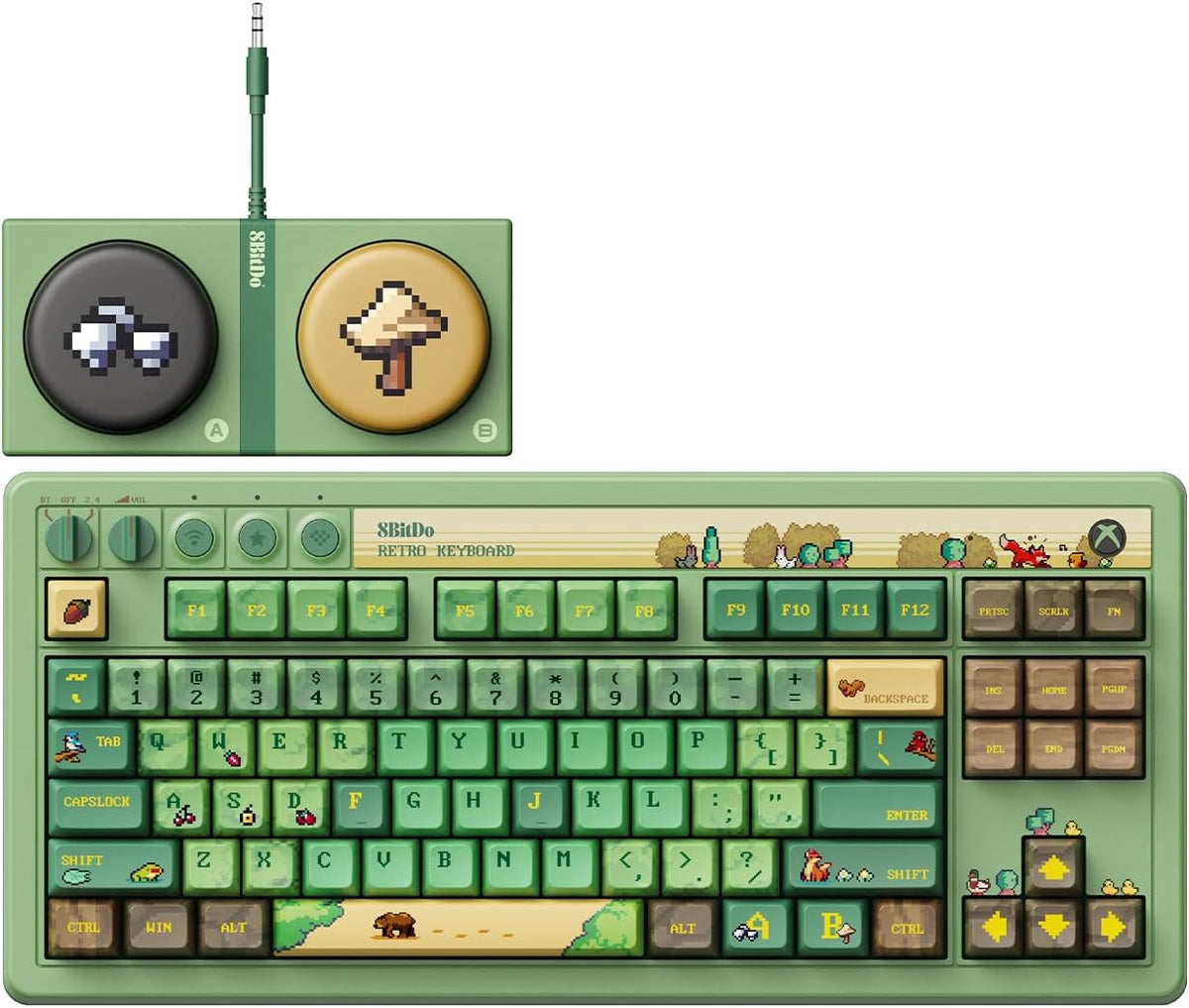 8Bitdo Retro 87 Mechanical Keyboard for Windows PC & Android, Forest Wonder