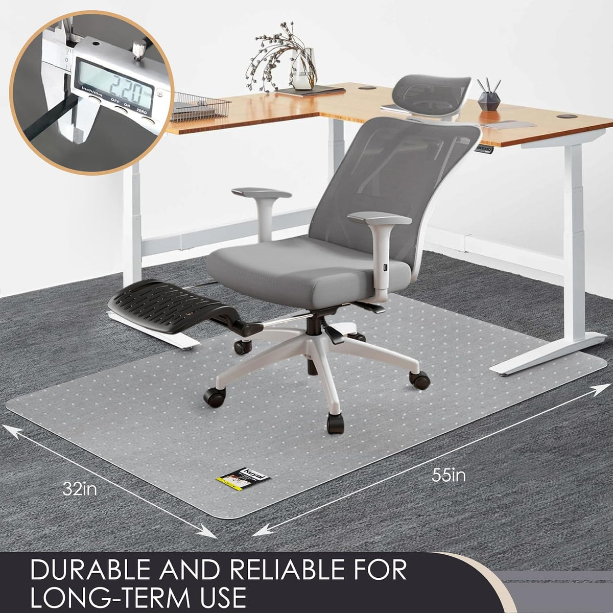 Kuyal Office Chair Mat for Carpet, Clear Heavy Duty Computer Chair Mat