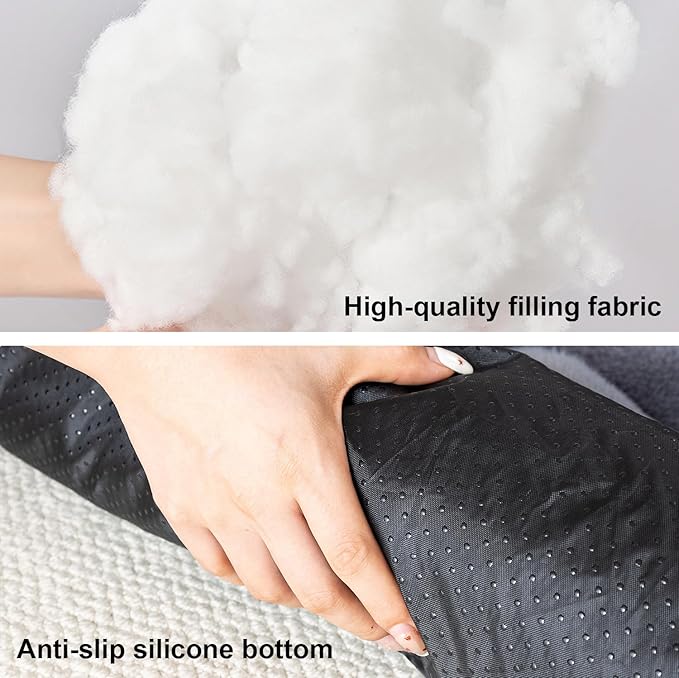 LiveGo Fuzzy Pet Couch Covers for Sofa, Dog Couch Cover Fuzzy Sofa Cover Cream Square Plaid Dog Bed Plush Dog Mat for Furniture Protector for Large Medium Dogs and Cats