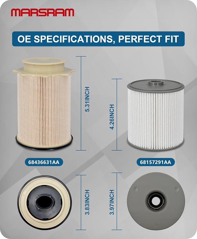 Marsram 6.7 Cummins Fuel Filter Water Separator Set fits