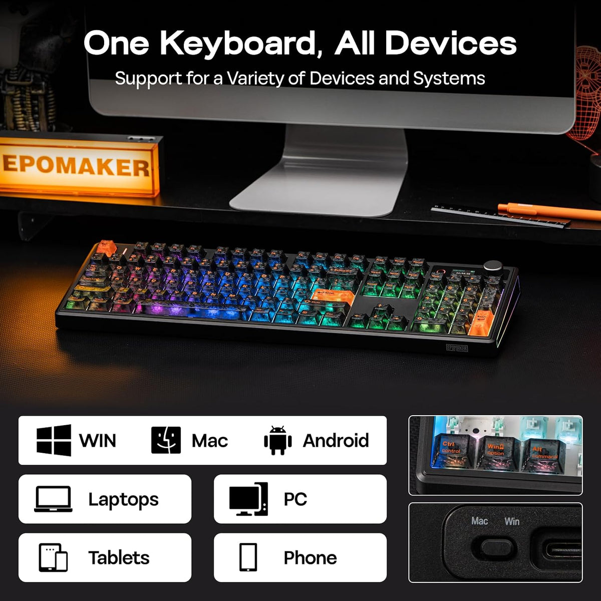 EPOMAKER TH108 V2 PRO Full Size Mechanical Keyboard with Screen&Knob