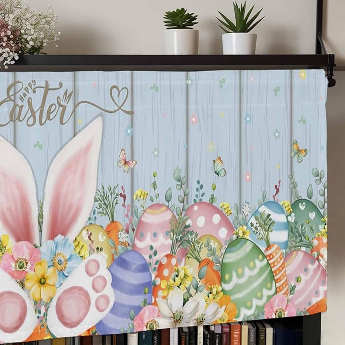 Easter Curtain Valances for Windows, Kitchen Valance Window Treatment, Spring