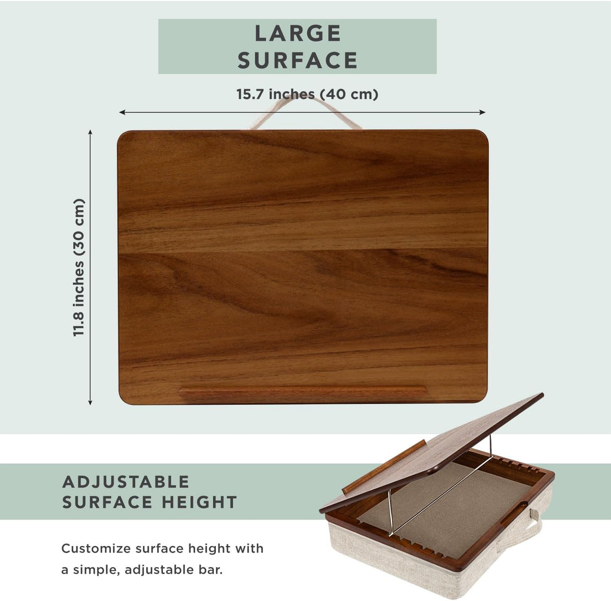 ROSSIE Home Acacia Wood Easel Lap Desk – Java, Fits 15.6” Laptops