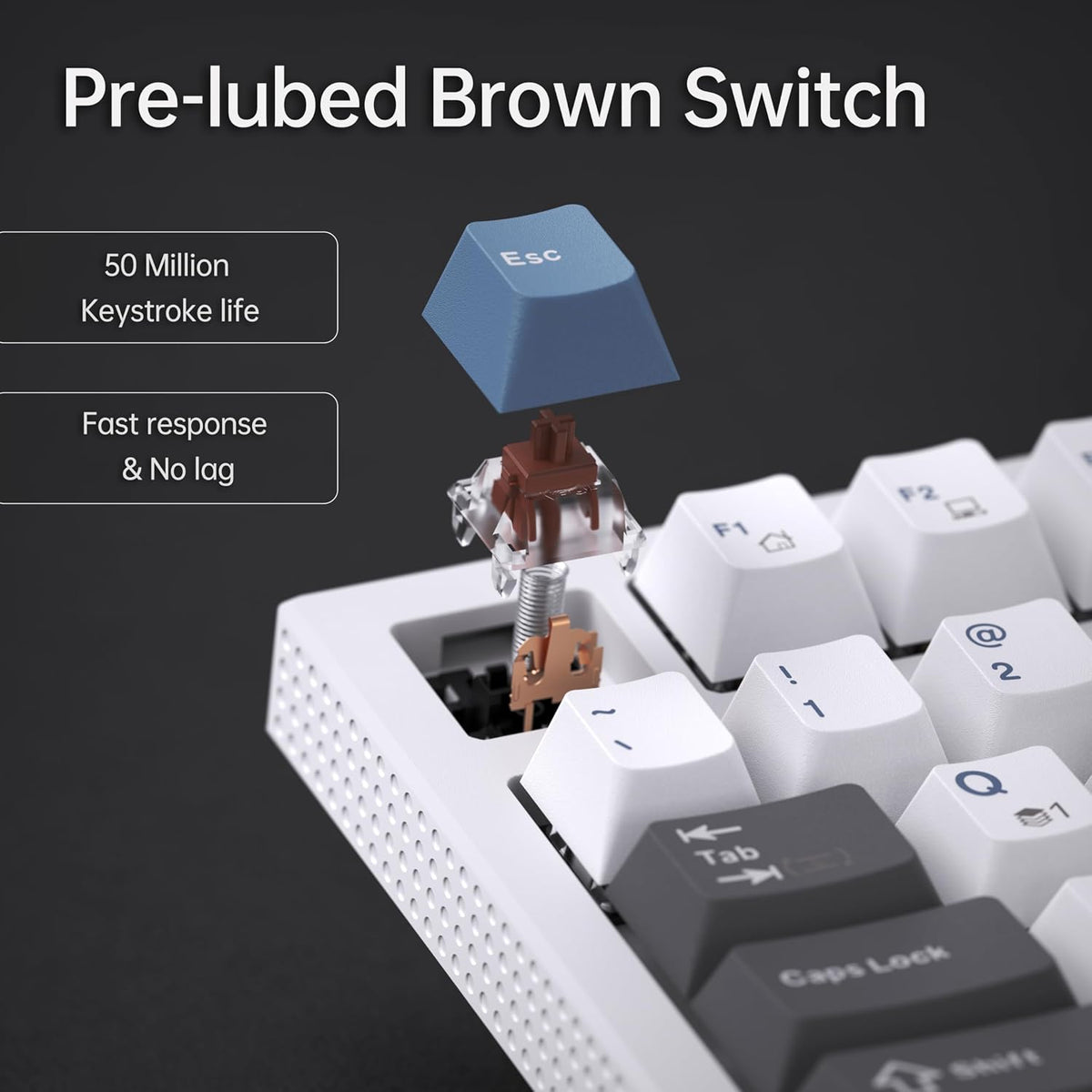 KEMOVE K98SE Mechanical Gaming Keyboard, 98 Keys LED Backlit Programmable, 96% Wired Computer Keyboard with Double Sound Dampening Foam, Pre-lubed Brown Switch